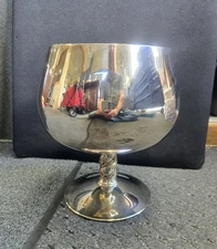 Roma S.L. Oversized 8" x 10 1/2" Goblet Silver Plate Spain Wine Chalice Vintage 