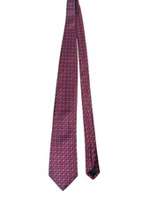 Hart Schaffner Marx Tie Mens Red Silk Geometric Diamond Pattern Made in USA