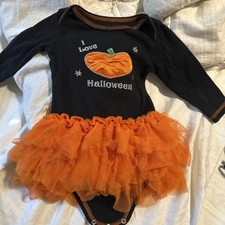 Koala Kids 6 Months Halloween Pumpkin Outfit Costume Black Orange snaps