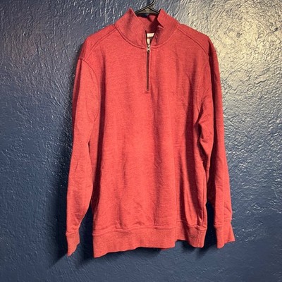 Dockers Men s Long Sleeve Zip Up Burgundy Red Sweater 1/4 Zip Large