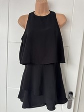 River Island Black Layered Chiffon Mini Dress UK 12 Sleeveless Party Evening