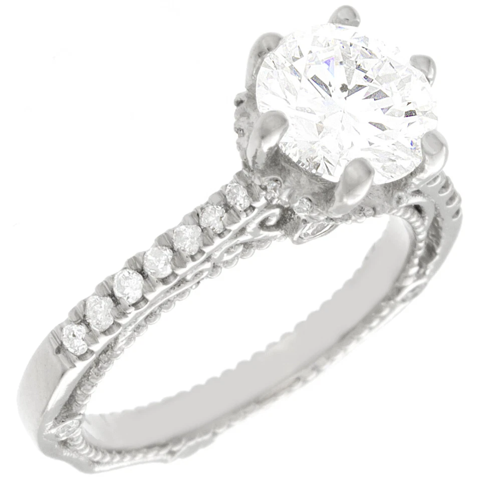 Помолвочное кольцо из белого золота 18 карат с сертифицированным ГИА бриллиантом круглой огранки 3,00 карата - Изображение 3 из 4