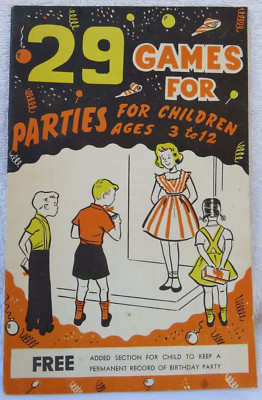 Vintage Booklet ''29 Games For Parties For Children Ages 3 To 12''