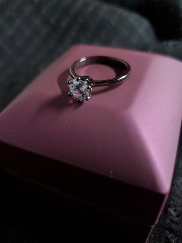 Joanie Ring 1k CZ Solitair Engagement - Black Gold - Picture 15 of 25