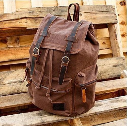 VINTAGE Tela e Pelle Zaino Zaino Borsa A Tracolla Borsa a tracolla Hipster  Escursionismo | eBay