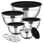 5pc Set Edelstahl Schüssel Rührschüssel Küchenschüssel mit Deckel Salatschüssel