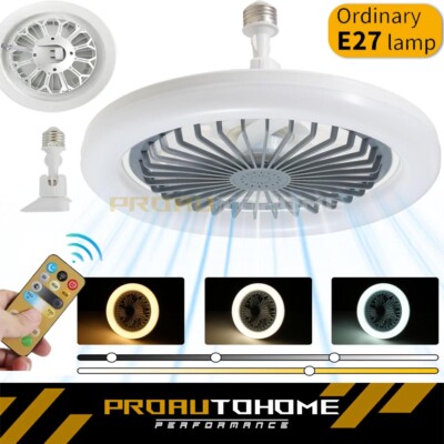 E27 Socket Light With Remote, Ceiling Fan Adjustable Smart LED Fan 3 Windshields