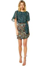 Misa Los Angeles Women Mini Dress Talia Mix Floral Blue Short Sleeve M NWT $330