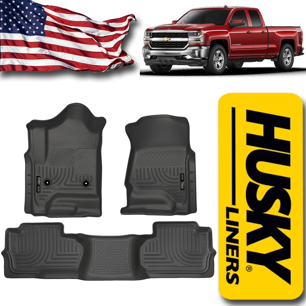 Floor Liners 2014 2018 Chevy Silverado Double Cab Truck Husky Mats