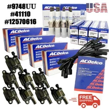 8PCS OEM AcDelco UF413 Ignition Coil + 41-110 Spark Plug + 9748UU Wire Fit GMC+