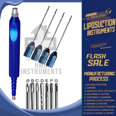 Super Luer Lock Cannulas Set (4IN1)   with Handle Specialized for Fat Extraction
