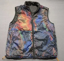 Paul Smith Men's Reversible Down Vest Black & Multi-Color Galaxy Size Large