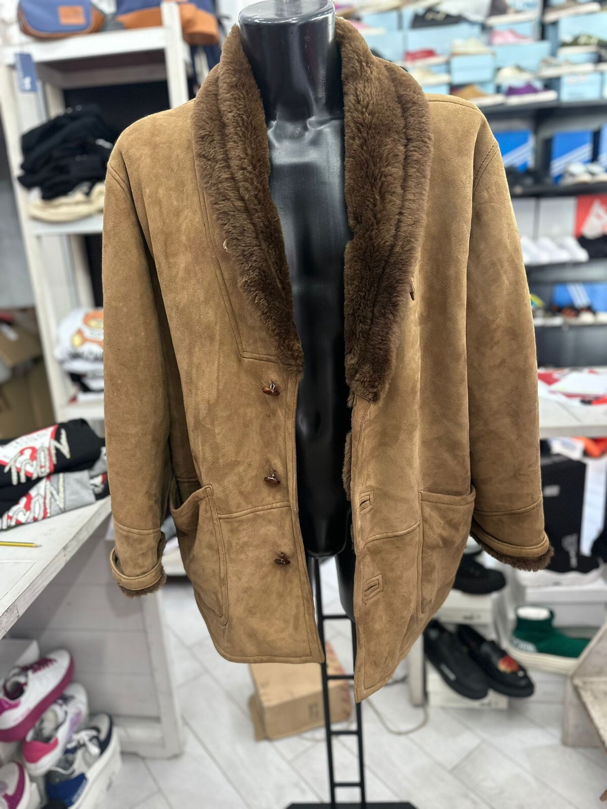 Used Shearling Sheepskin Men's Size 54 Brown LLV327