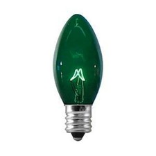 25 C9 Green Incandescent Christmas Light Bulbs 7 Watt E17 Base