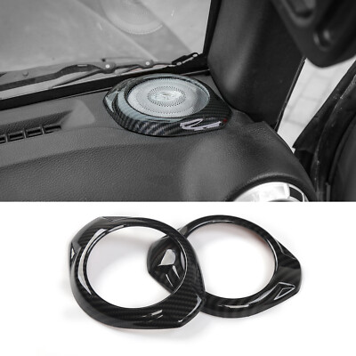 For Jeep Wrangler JK 2015-2018 Dashboard Speaker Cover Trim Decor Carbon Fiber