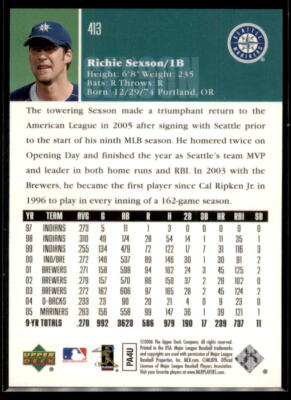 2006 Upper Deck Richie Sexson #413 Seattle Mariners | eBay