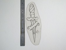 vtg 1960s 70s Tattoo Flash acetate stencil Dagger and Banner v2 KN1