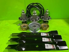 John Deere L120 L130 48" Mower Deck Rebuild Kit: Spindles, Blades, Belts, Idlers