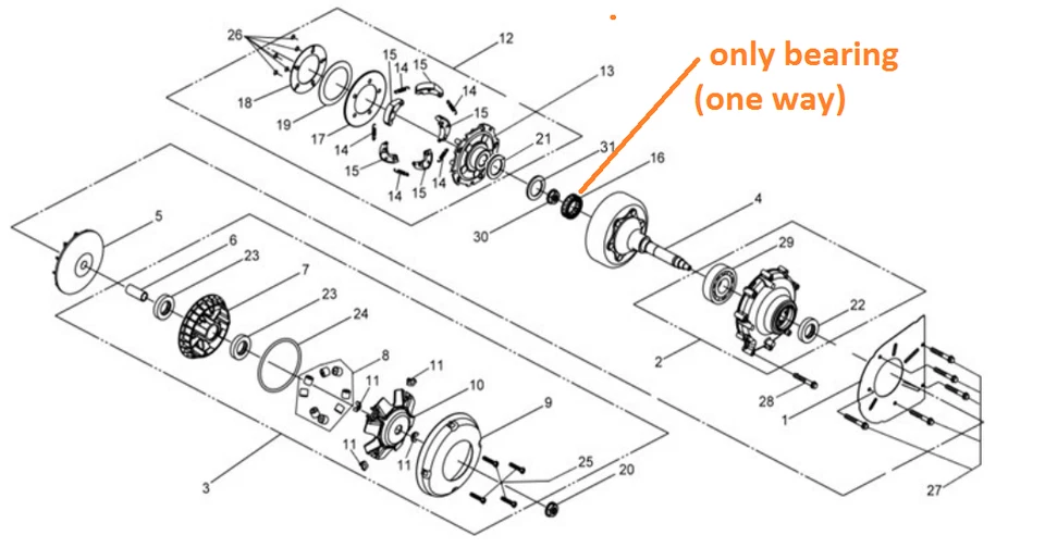 SYM QUADRIDER Lander 600 FREILAUF  Clutch One Way raider 22630 - Imagem 2 de 3