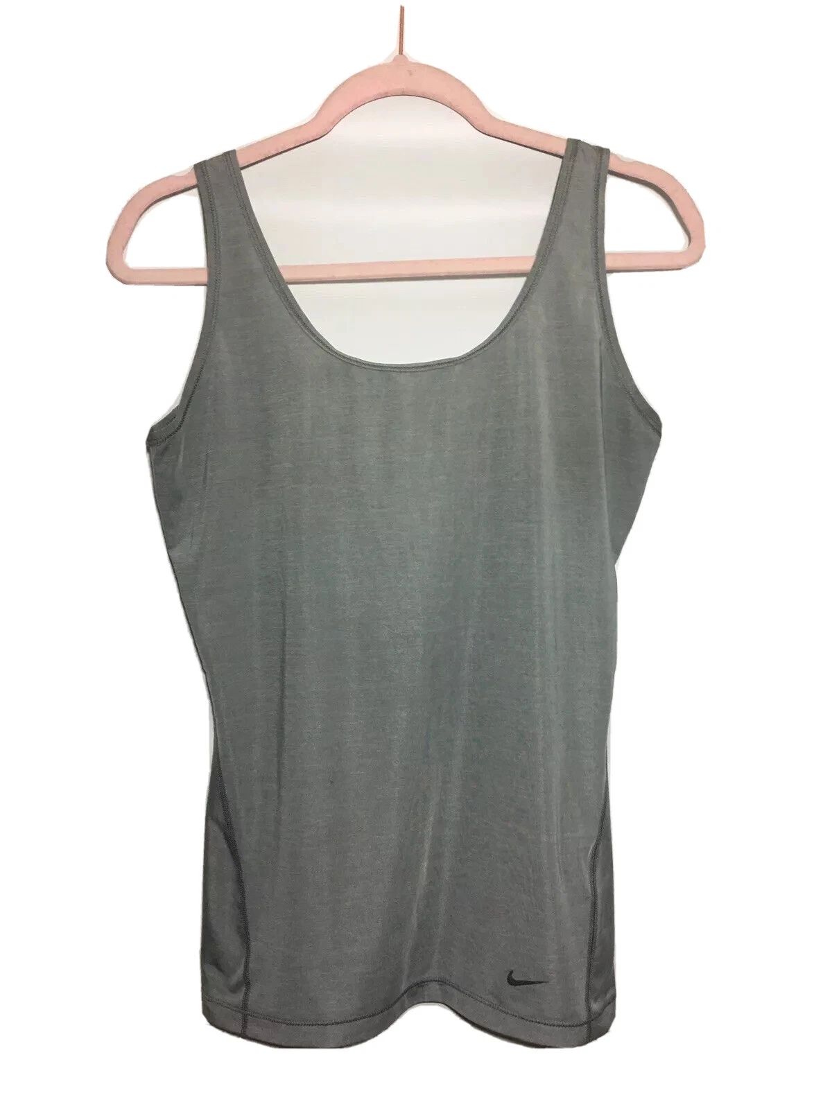 Nike Plunge Back Tank Top Womens Athletic Fitness Workout Open Back Sz Med Gray