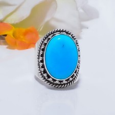Natural Magnesite Turquoise Gemstone 925 Sterling Silver Ring Jewelry Gift.