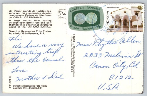 Postkarte Canal de Panama Ein großes Touristenschiff durch offene Tore - Bild 2 von 2