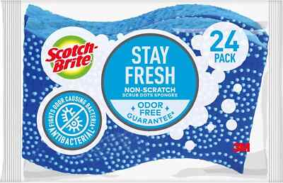 Scotch-Brite Scrub Dots Non-Scratch Sponge, Rinses Clean, For Blue 24 pack