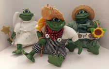 Russ Berrie Co. Country Folks Frog Shelf Sitters 5" Figurines Lot Of 3