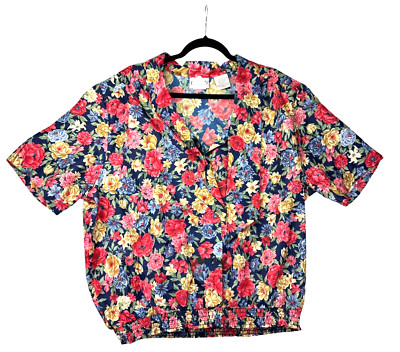 Worthington Blouse Women's 26W Colorful Floral Essentials Bright Hawaiian Shirt