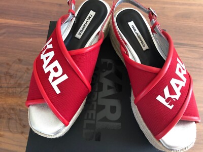 KARL LAGERFELDKAMINI PLATFORM X-STRAP SLING - Plateausandaletten - rot NEU +OVP