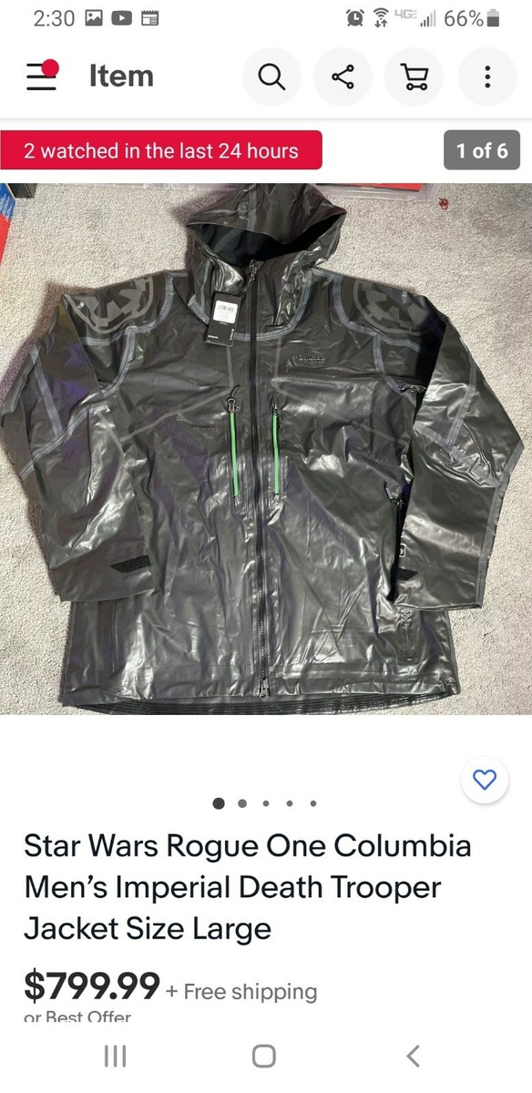 Star Wars Rogue One Columbia Men’s Imperial Death Trooper Jacket Size Medium