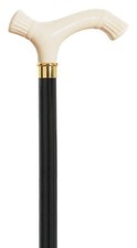 Made in Italy Ivory Churchill Handle on Black Hardwood Shaft Walking Stick Cane