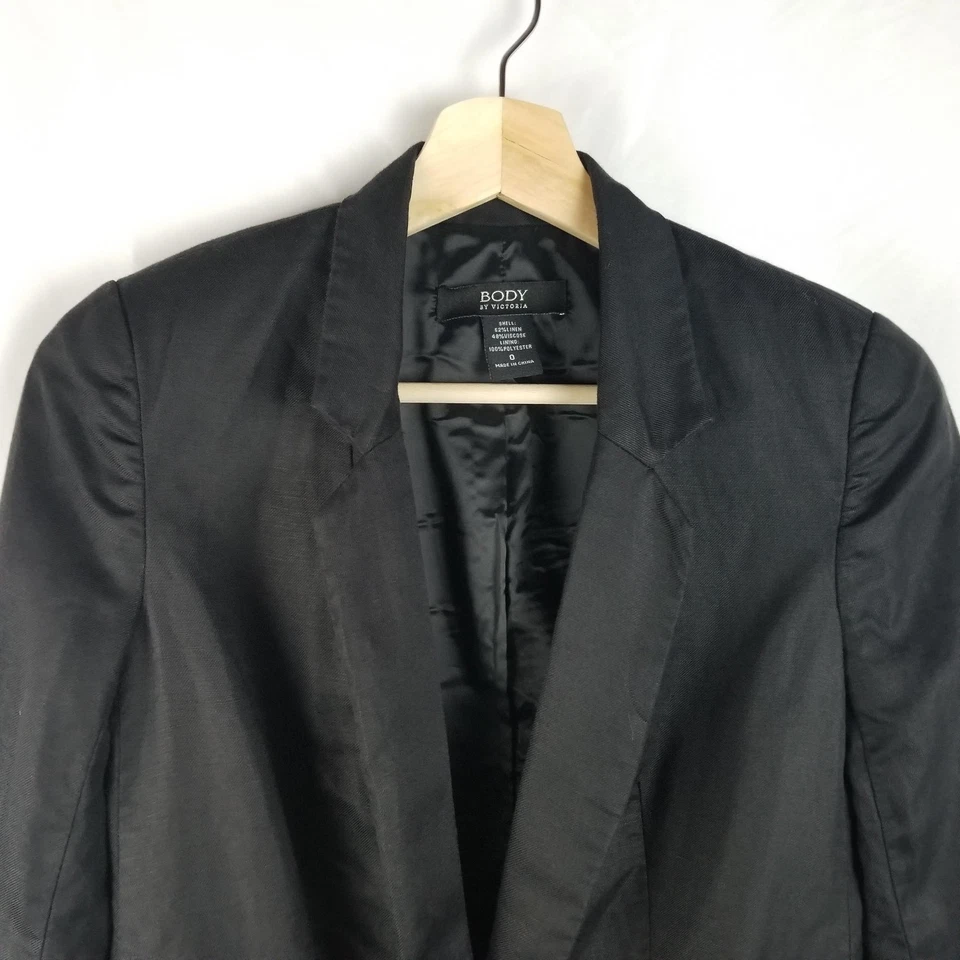 Chaqueta Body by Victoria Mujer Talla 0 Blazer Negro Mezcla Lino Forrada Carrera Foto 2 de 4