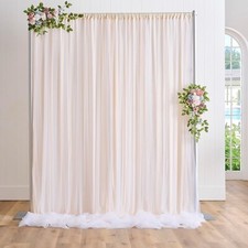 Wrinkle Free Champagne Tulle Backdrop Curtains for Baby Shower Party Wedding Pho