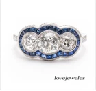 Art Deco 3CT Round Cut Lab-Created 3-Stone Woman Vintage Ring 14K White Gold FN!