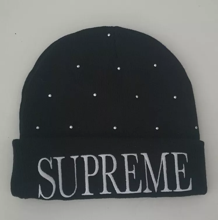 FW18 Supreme Studded Beanie Black Hat