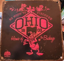 Disney Parks Metal OHIO SIGN HOME OF THE BUCKEYE-rare! Made In USA ๐บ๐ธ