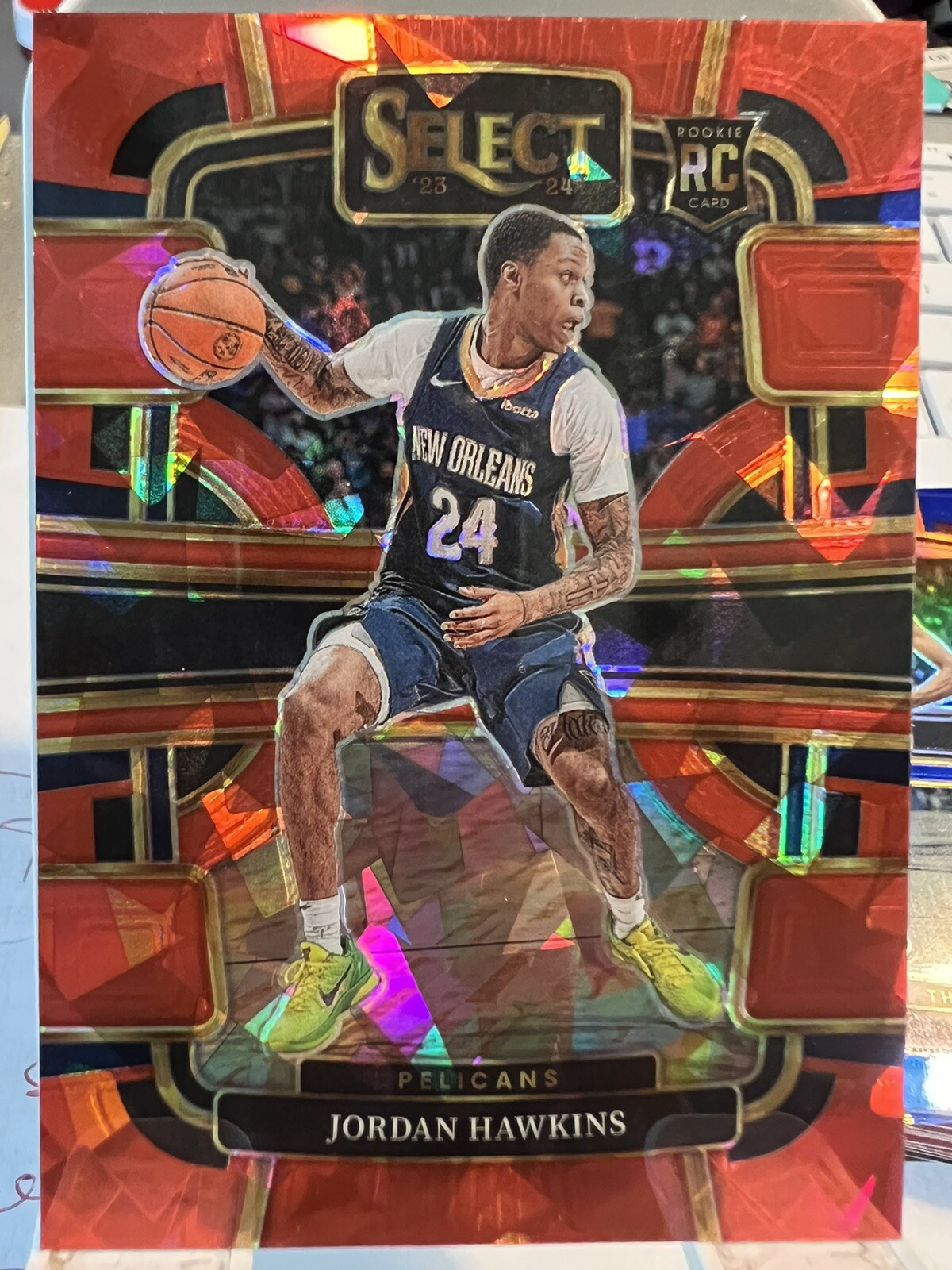 2023-24 Panini Select Jordan Hawkins Red Cracked Ice Rookie Card #72 Pelicans