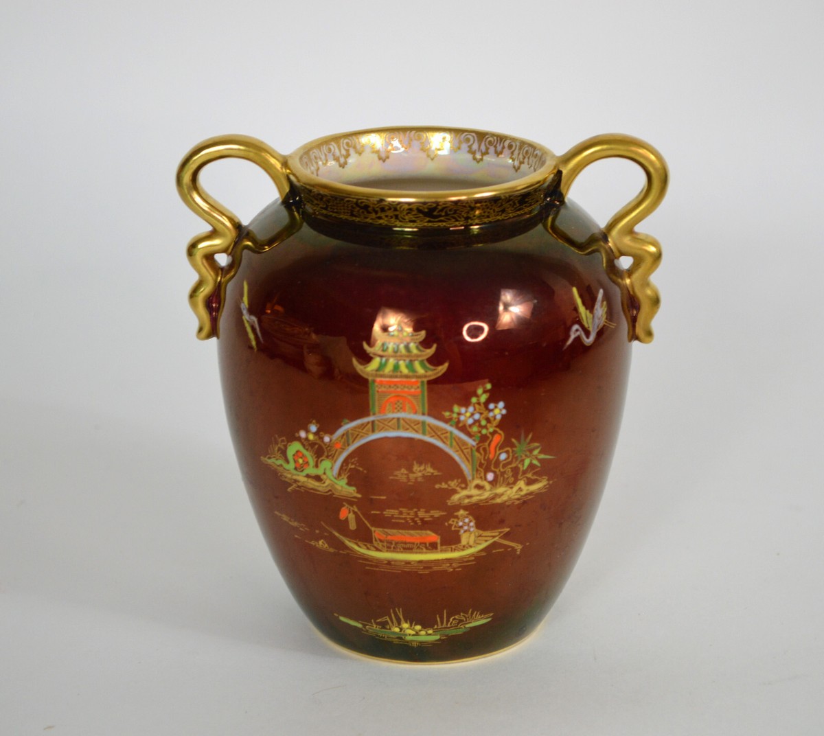 Carlton Ware Rouge Royale Hand Painted Art Deco Pagoda Vase Carlton Ware Rouge Royale Hand Painted Art Deco Pagoda Vase