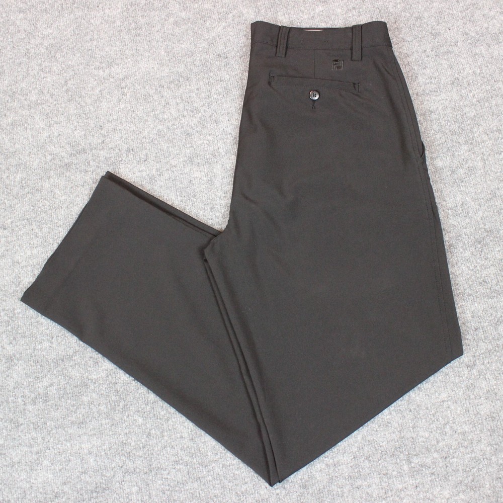 FJ Pants Men 34x32 Black Golf Flat Front Chino Polyester Performance