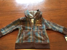 NWT OshKosh B'gosh fleece hoodie plaid jacket coat infants/6 months warm cozy