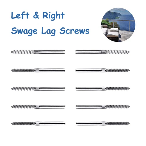 40X Stainless Steel DIY Balustrade Kit Wire Rope Terminal Lag Swage Fittings 316 - Picture 5 of 12