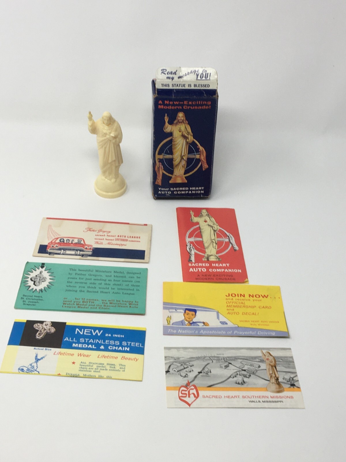 Vintage Dashboard Jesus, Dash Sacred Heart Auto Companion Statue