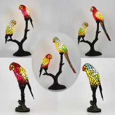 Tiffany birds parrot table lamps set of 2 lights home decor luxury room decor