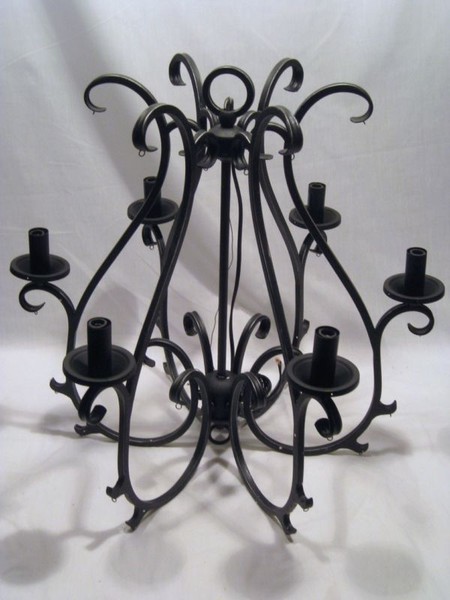 Pottery Barn Celeste Crystal Chandelier Wrought Iron For Sale