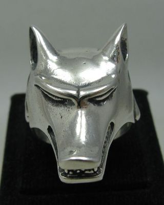 Genuine Sterling Silver Mens Ring Wolf Solid Punished 925 Craft
