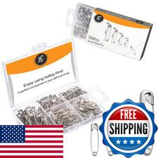 250 Pack Safety Pins By Luxurecourt 4 Assorted Sizes Of Durable Silver Small