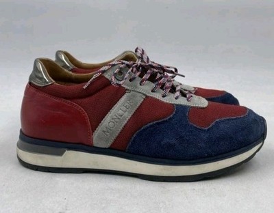 Moncler Horace Tricolor Navy Red Gray Suede Runner Sneakers Men's 40/US 7