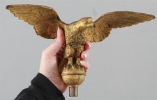 Large Antique Gold Gilt Bronze American Eagle 10.5in Flagpole Topper Sculpture