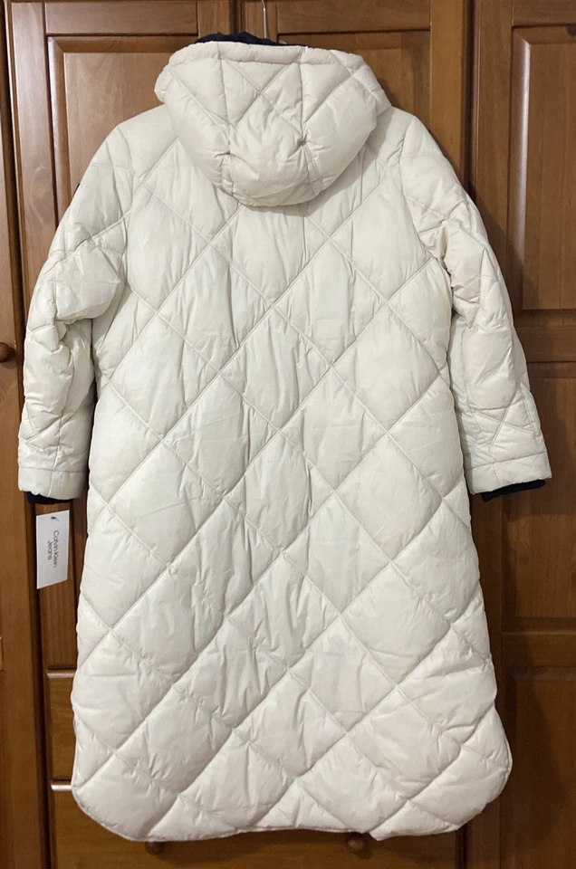 NWT Calvin Klein Overcoats Hooded Puffer Jacket Coat Long Sz. L - Image 2 of 4